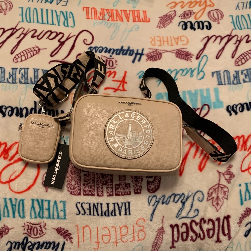 Karl Lagerfeld Paris Beige Crossbody Bag. NWT.